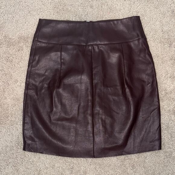 Express Brown Faux Leather Front Zip Mini Skirt Women's 4 - Picture 5 of 6